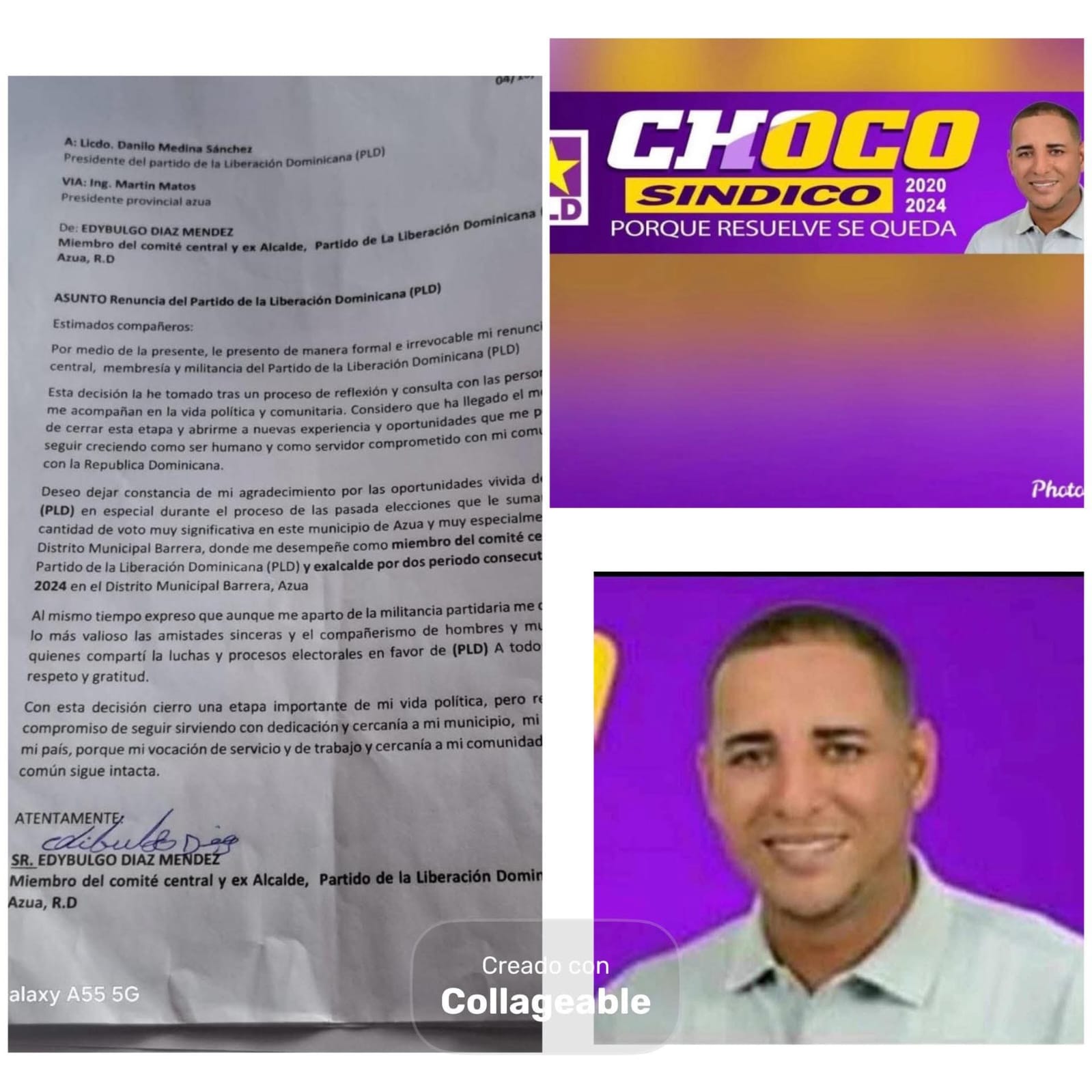 Renuncia el exdirector de la Junta Municipal de Barrera, Edibulgo Díaz Méndez (Choco)
