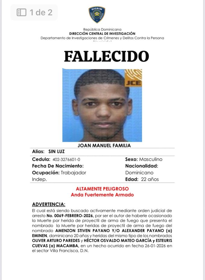 Cae abatido reconocido delincuente “Sin Luz”, buscado por homicidio y múltiples hechos violentos en el DN